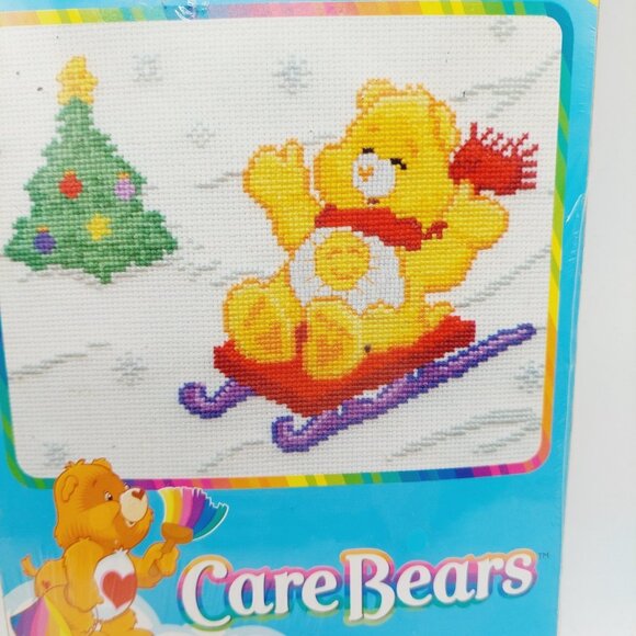 Care Bears Counted Cross Stitch Kit Funshine Bear Sledding 5x7 - Picture 2 of 5